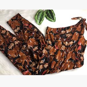 New ANTHROPOLOGIE MAEVE Rust Kyoto Floral Jumpsuit